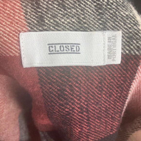 Closed Blouse Kyra Checked Cotton Flannel Mahogany Oversized Small Pleated Back - Picture 6 of 9